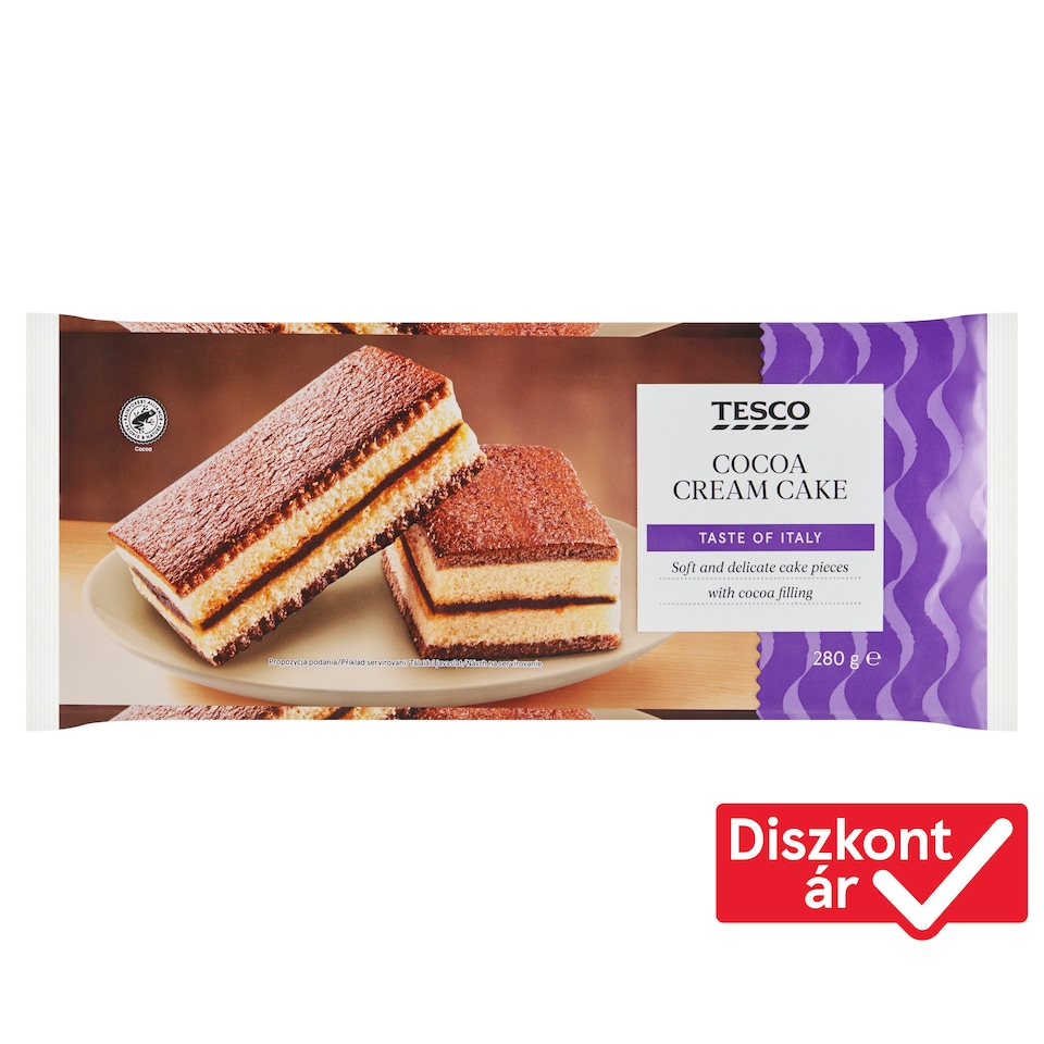Tesco piskótaszelet kakaós töltelékkel 10 x 28 g (280 g)