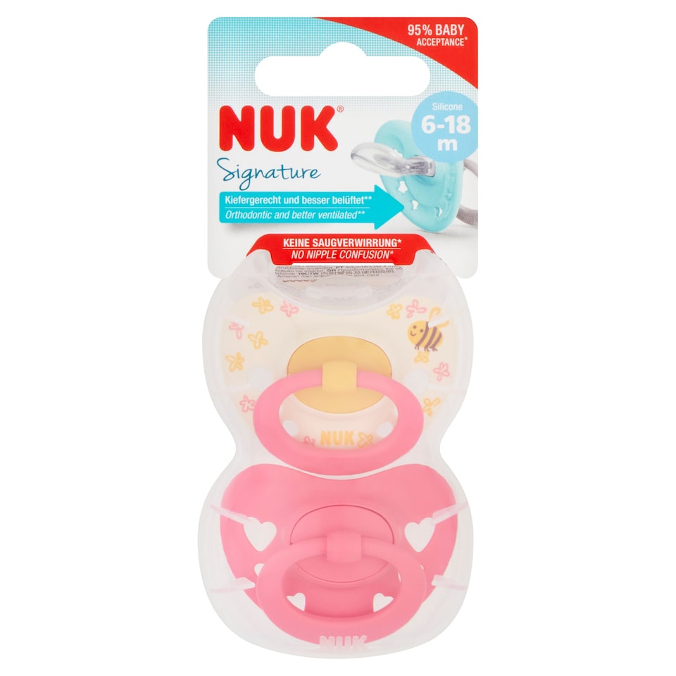 NUK Signature Soother 6-18M Pink 2pack 