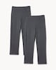 image 3 of F&F Girls School 2 Pack Cotton Rich Straight Leg Trousers in Grey