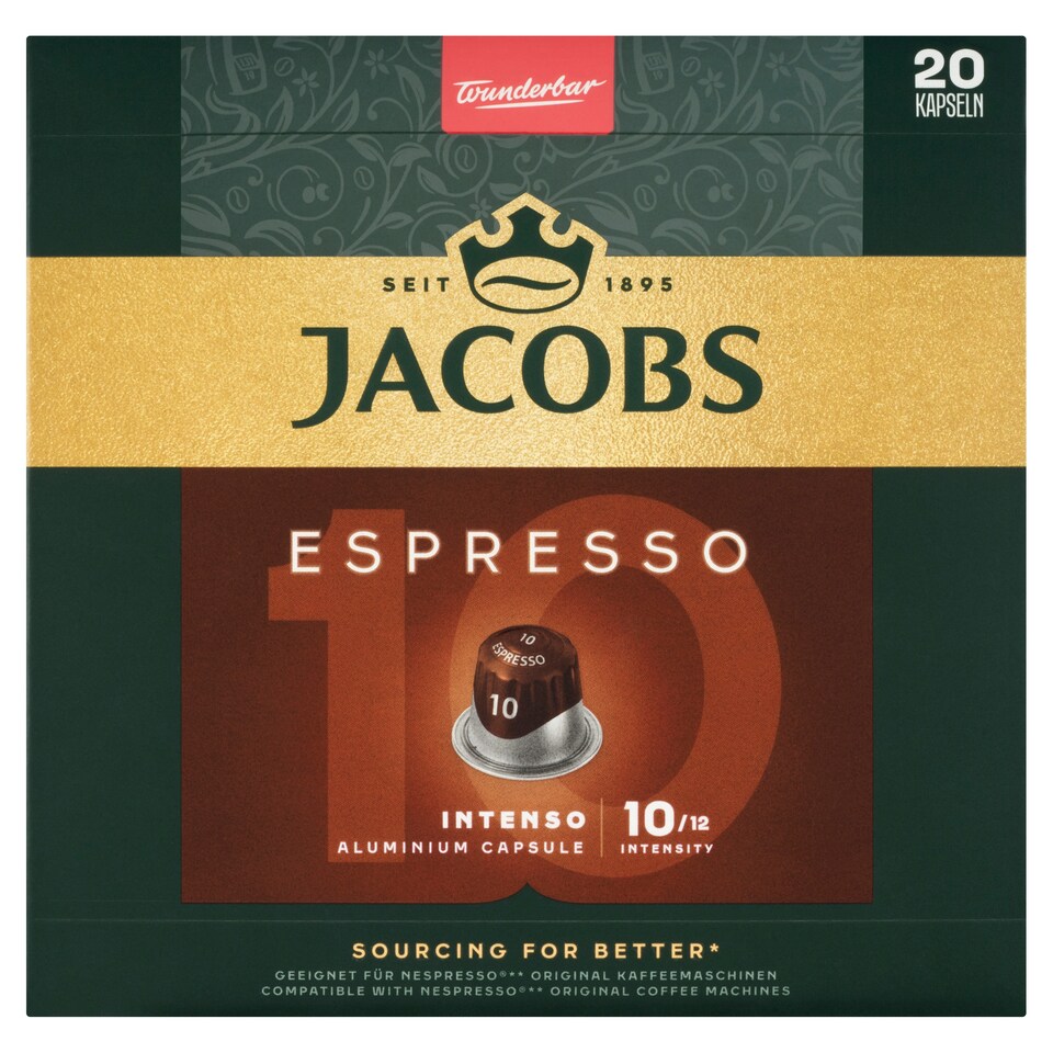 obrázok 1 z Jacobs Espresso Intenso pražená mletá káva v kapsulách 20 ks 104 g