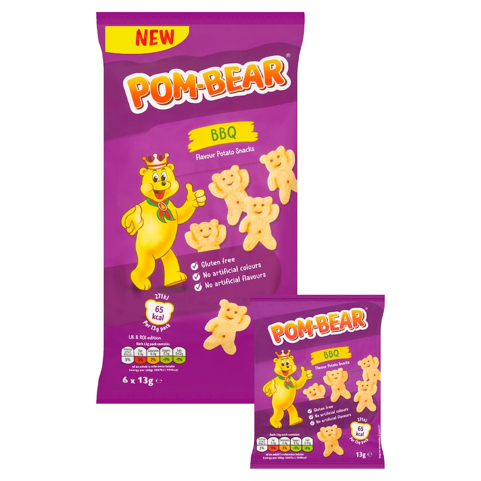 image 1 of Pom Bear BBQ Multipack Crisps 6 x 13g
