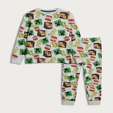 Microsoft Minecraft Print Cotton Rich Top and Trousers Pyjamas in Multi