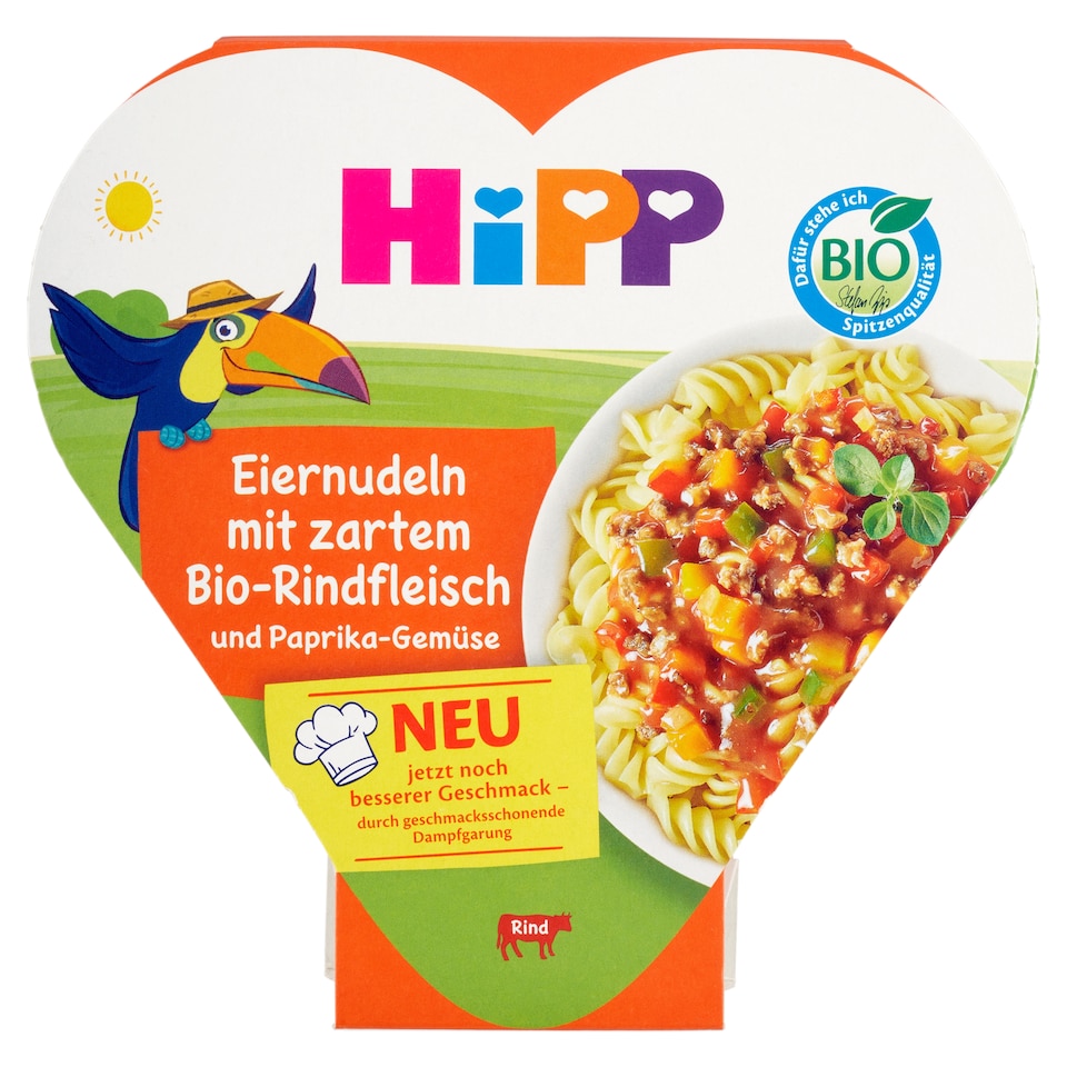image 1 of HiPP Organic Egg Noodles with Vegetables and Pepper and Organic Beef 250g