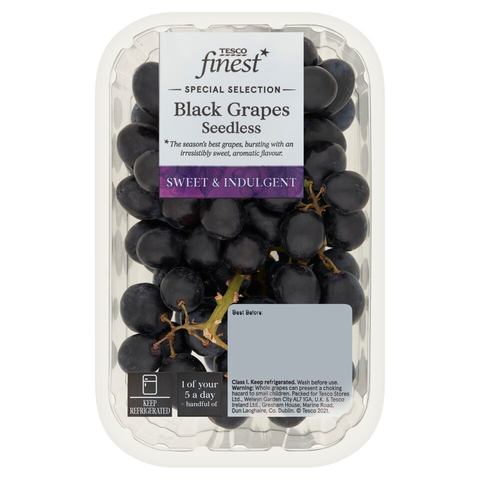 Tesco Finest Black Grapes Seedless 500G