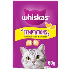 WHISKAS Temptations Cat Treats with Chicken & Cheese 60g