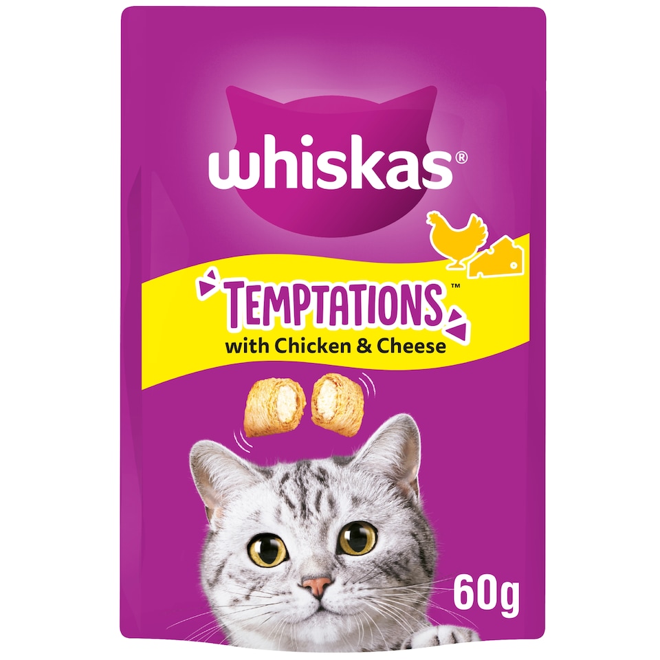 image 1 of WHISKAS Temptations Cat Treats with Chicken & Cheese 60g