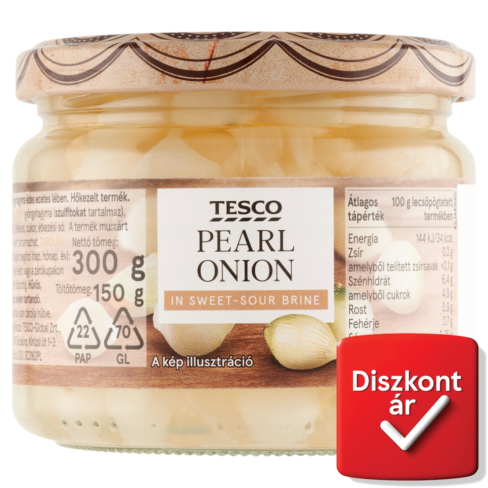Tesco gyöngyhagyma édes ecetes lében 300 g