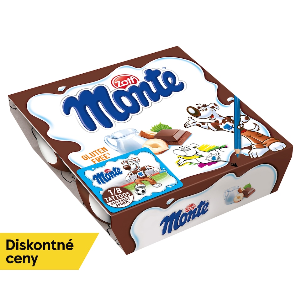 image 1 of Zott Monte Milk Dessert Chocolate with Hazelnuts 4 x 55 g (220 g)