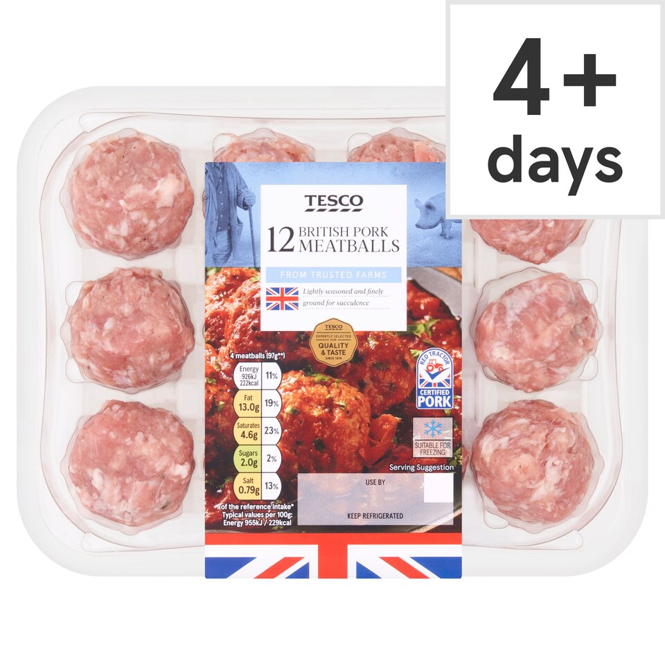 Tesco 12 British Pork Meatballs 336g Tesco Groceries