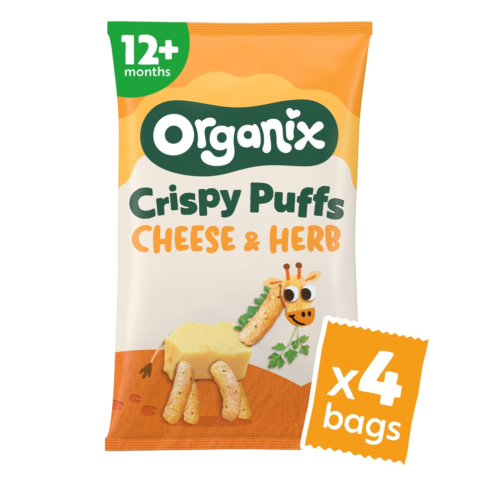 image 1 of Organix Cheese & Herb Organic Crispy Toddler Puffs Snack Multipack 4x15g