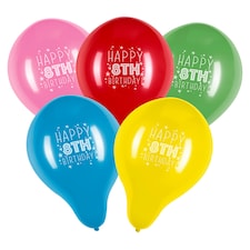 Tesco 10 Pack Happy Birthday Balloons Age 8