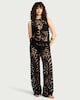 image 1 of F&F Leaf Lace Wide Leg Beach Trousers in Black