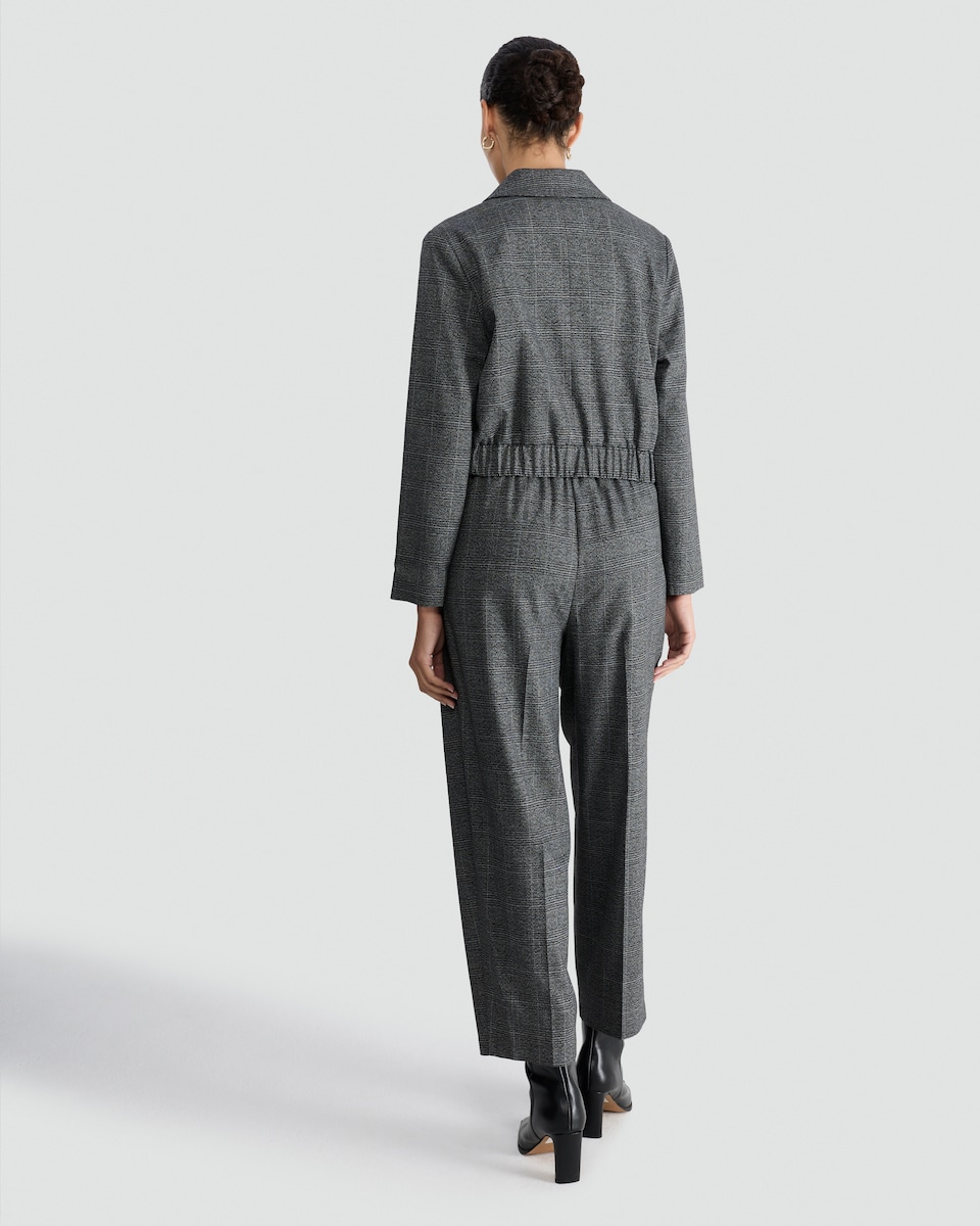 image 1 of F&F Check Pleated Barrel Leg Trousers in Black