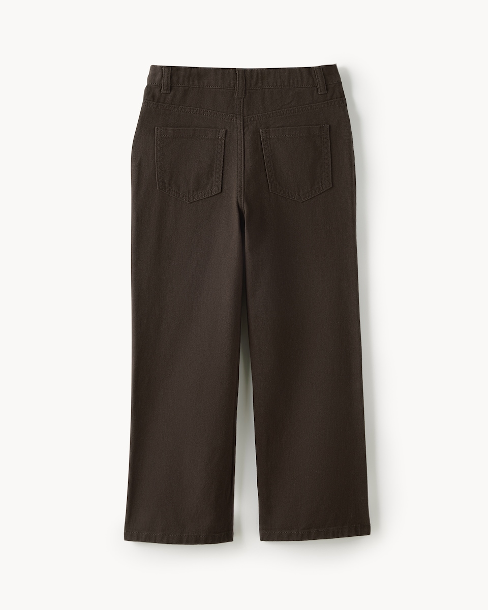 image 1 of F&F Girls Pure Cotton Bear Charm Jeans in Brown