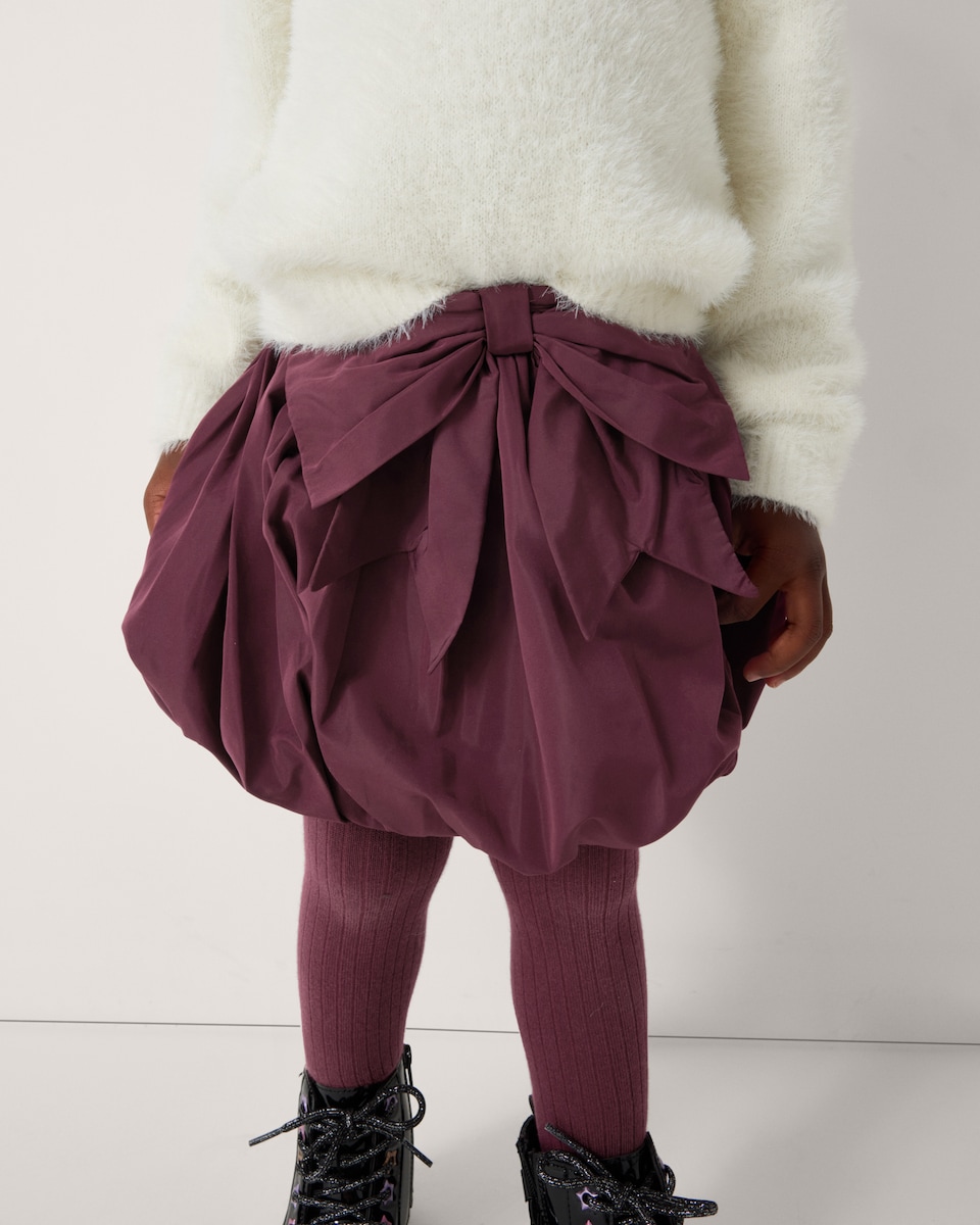 image 1 of F&F Girls Bubble Skirt and Tights Set in Burgundy