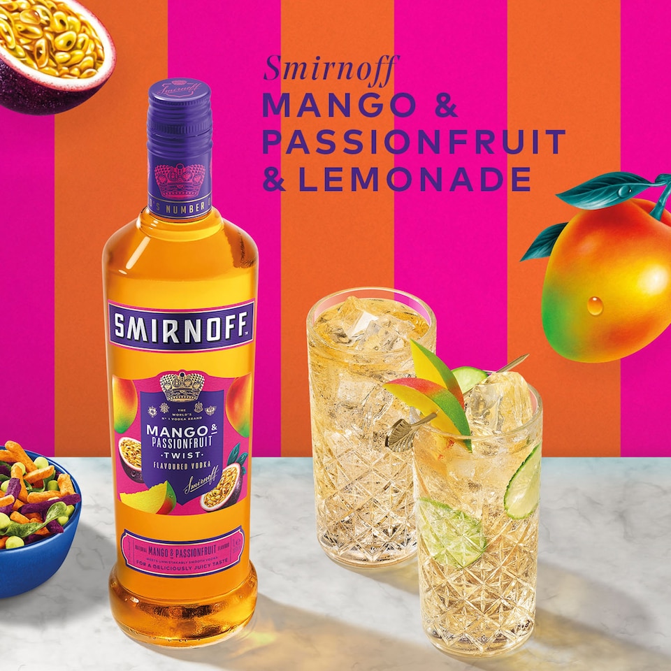 image 1 of Smirnoff Mango & Passionfruit Vodka Twist Bottle 37.5% Vol 70cl