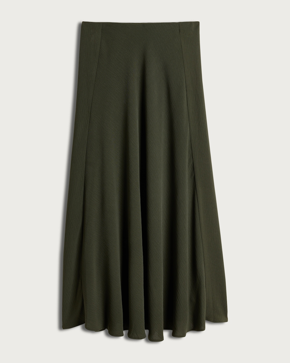 image 1 of F&F A-Line Full Midi Skirt in Khaki