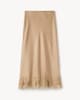 image 4 of The F&F Edit Satin Lace Trim Co-ord Midi Skirt in Camel