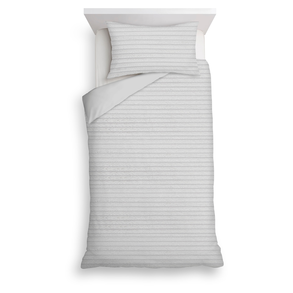F&F Home Grey Ribbed Faux Fur Duvet Set Single 