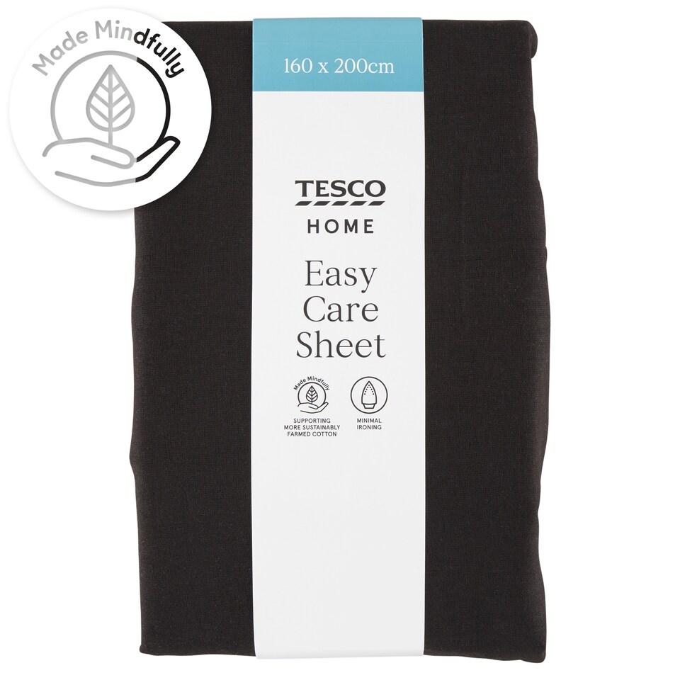Tesco Home Easy Care fekete lepedő 160 x 200 cm
