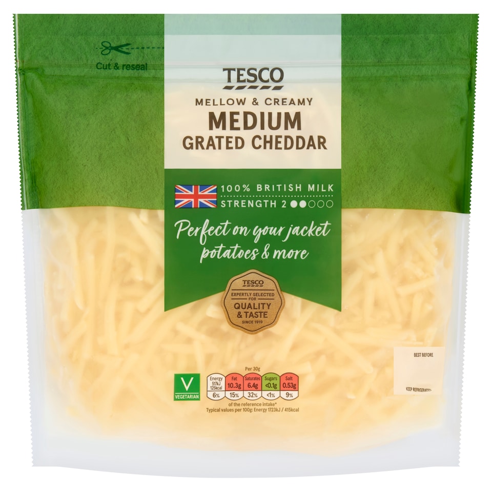 Tesco Medium Grated Cheddar 500g