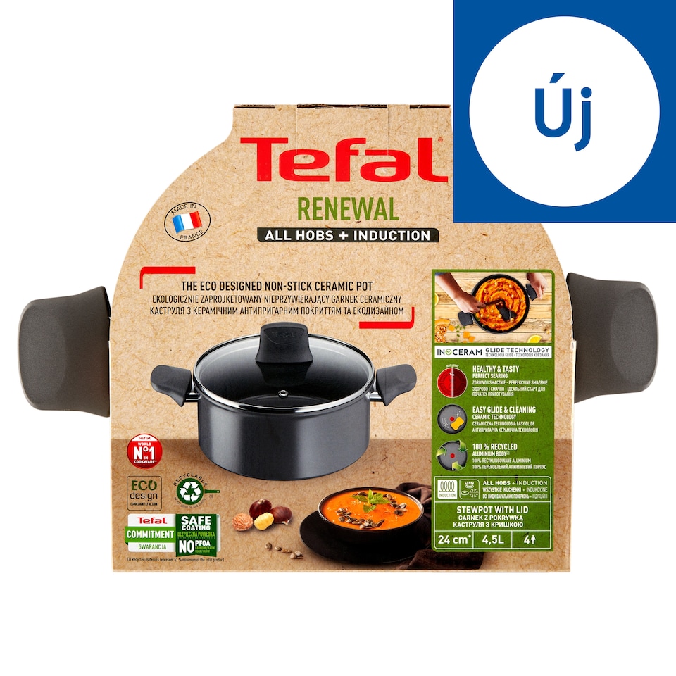 Tefal Renewal környezetbarát tapadásmentes kerámia edény 4,5 l