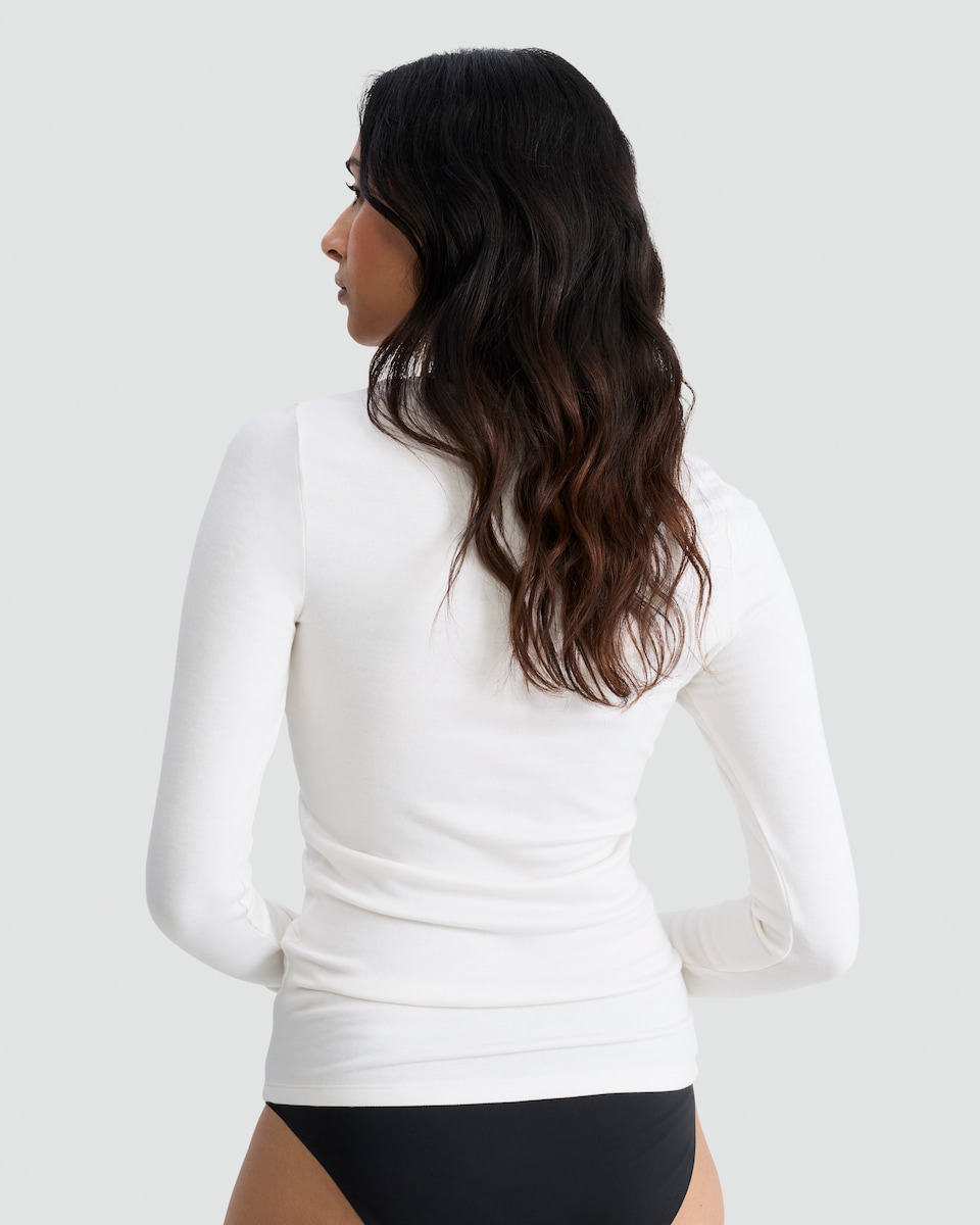 image 1 of F&F Medium Warmth Long Sleeved Thermal Top in Cream