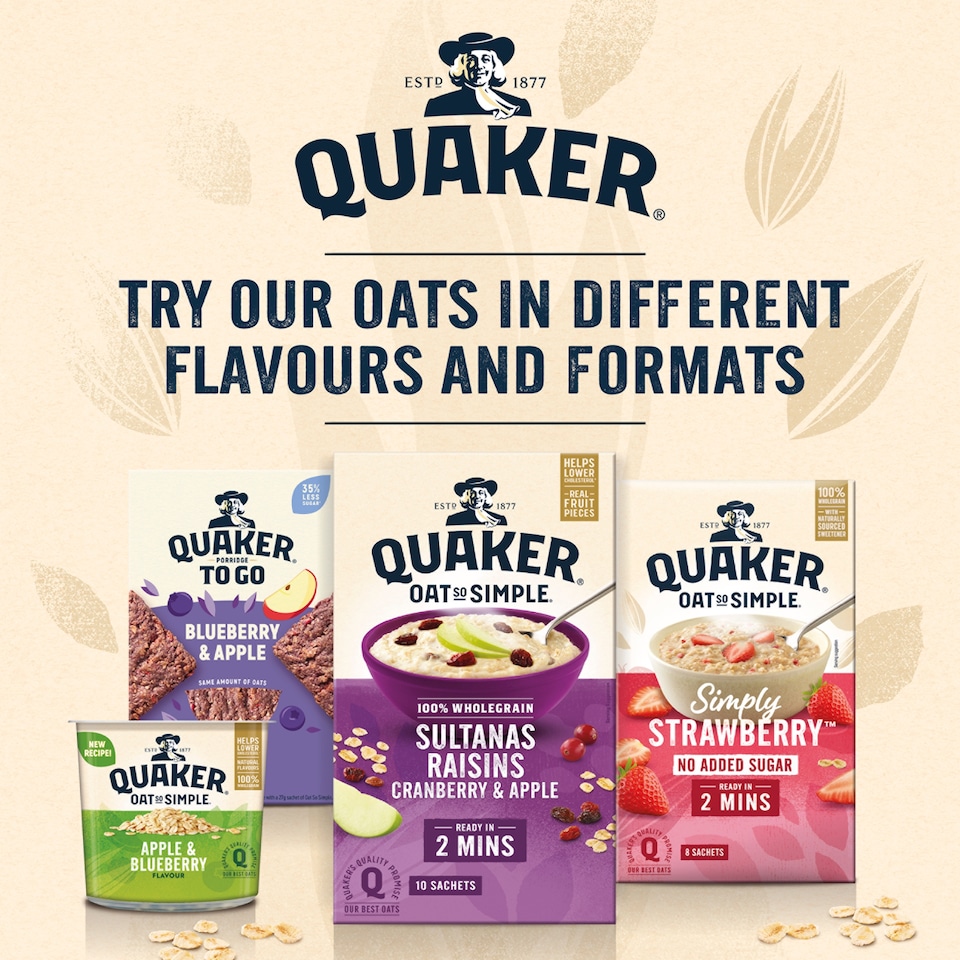 image 1 of Quaker Oat So Simple Strawberry, Raspberry & Cranberry Porridge Sachets 10x33.9g