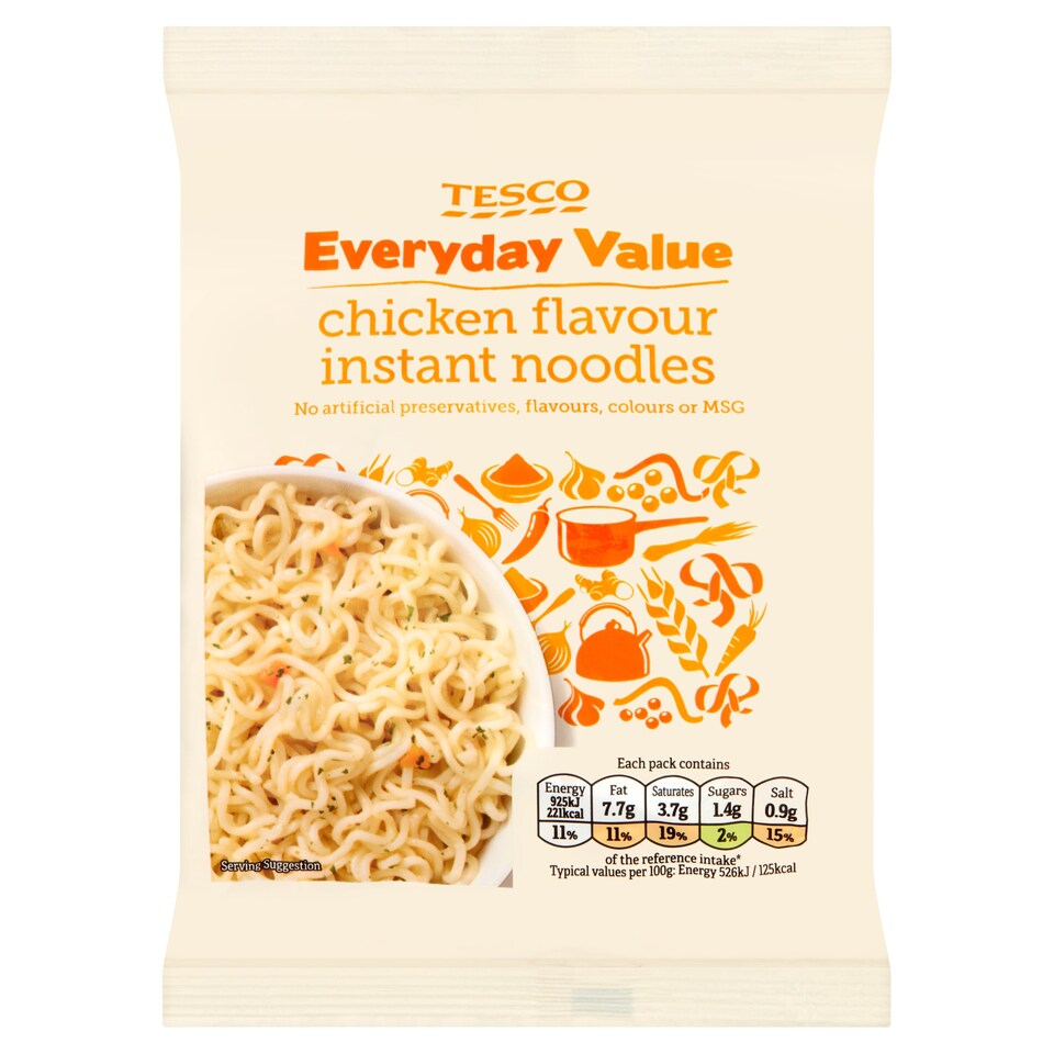 Tesco Every Day Value Chicken Flavour Instant Noodles 65G