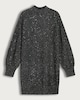 image 5 of F&F Sequin Embellished Knit High Neck Dress in Black