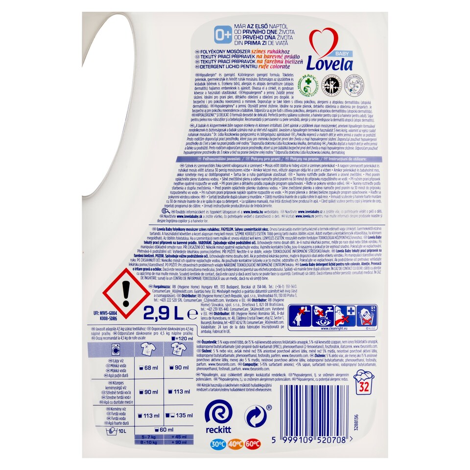 image 1 of Lovela Baby Liquid Detergent for Colors 32 Washes 2.9 L
