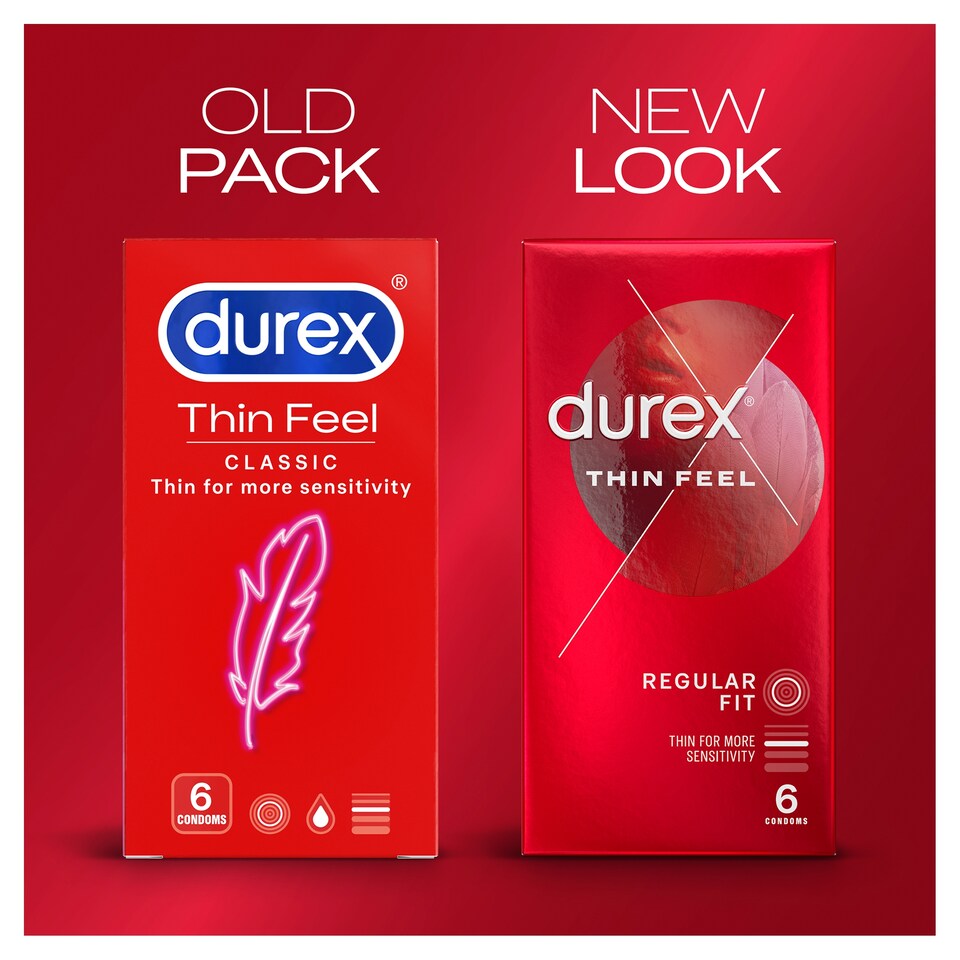 image 1 of Durex Thin Feel Condoms Enhanced Sensitivity Regular Fit 6 Pack