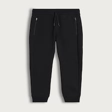 F&F Boys Cotton Rich Zip Pocket Cuffed Drawstring Joggers in Black
