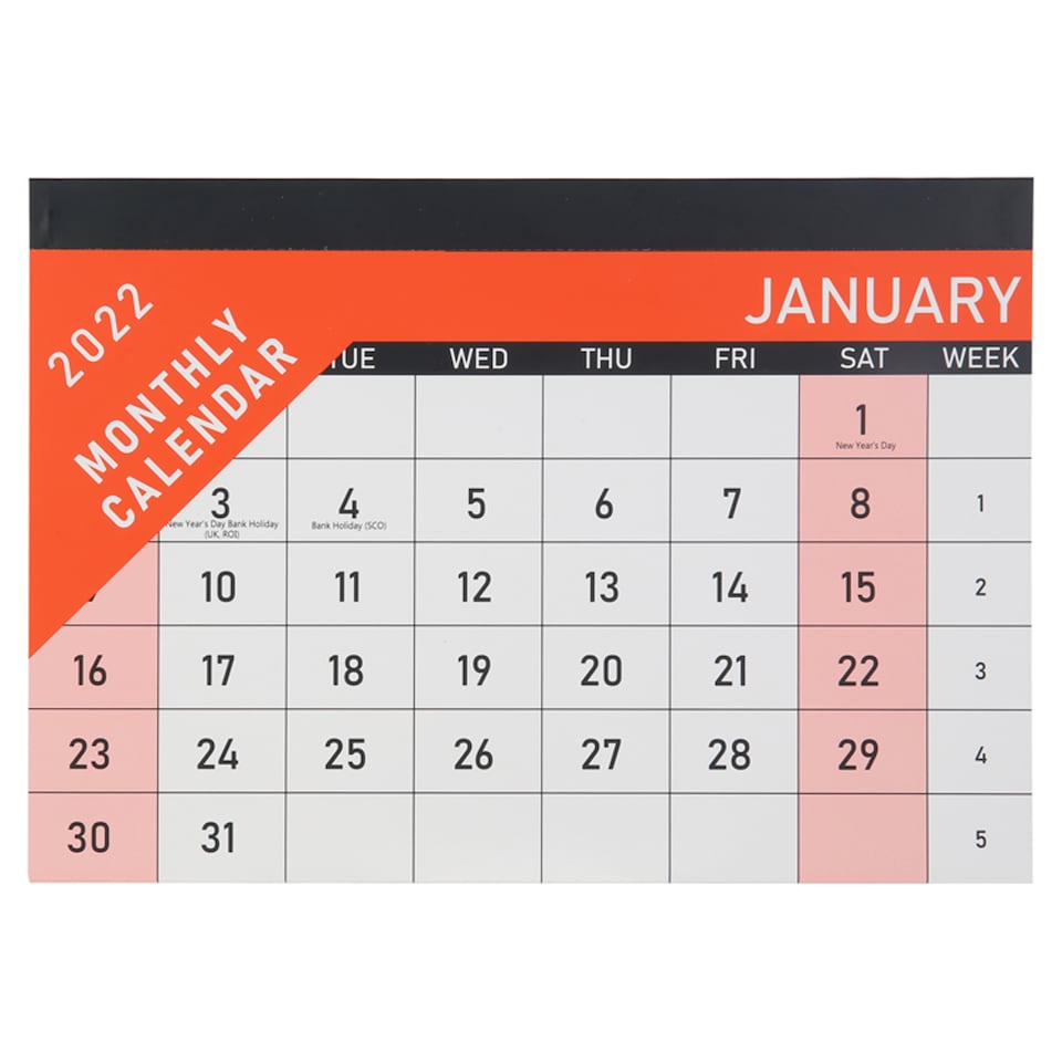 Tesco 2022 Monthly Tear Off Calendar