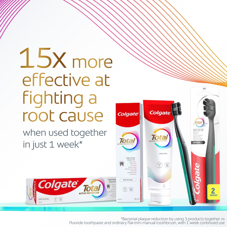 image 1 of Colgate Total Active Prevention Whitening Soft Toothbrush 2 Pack