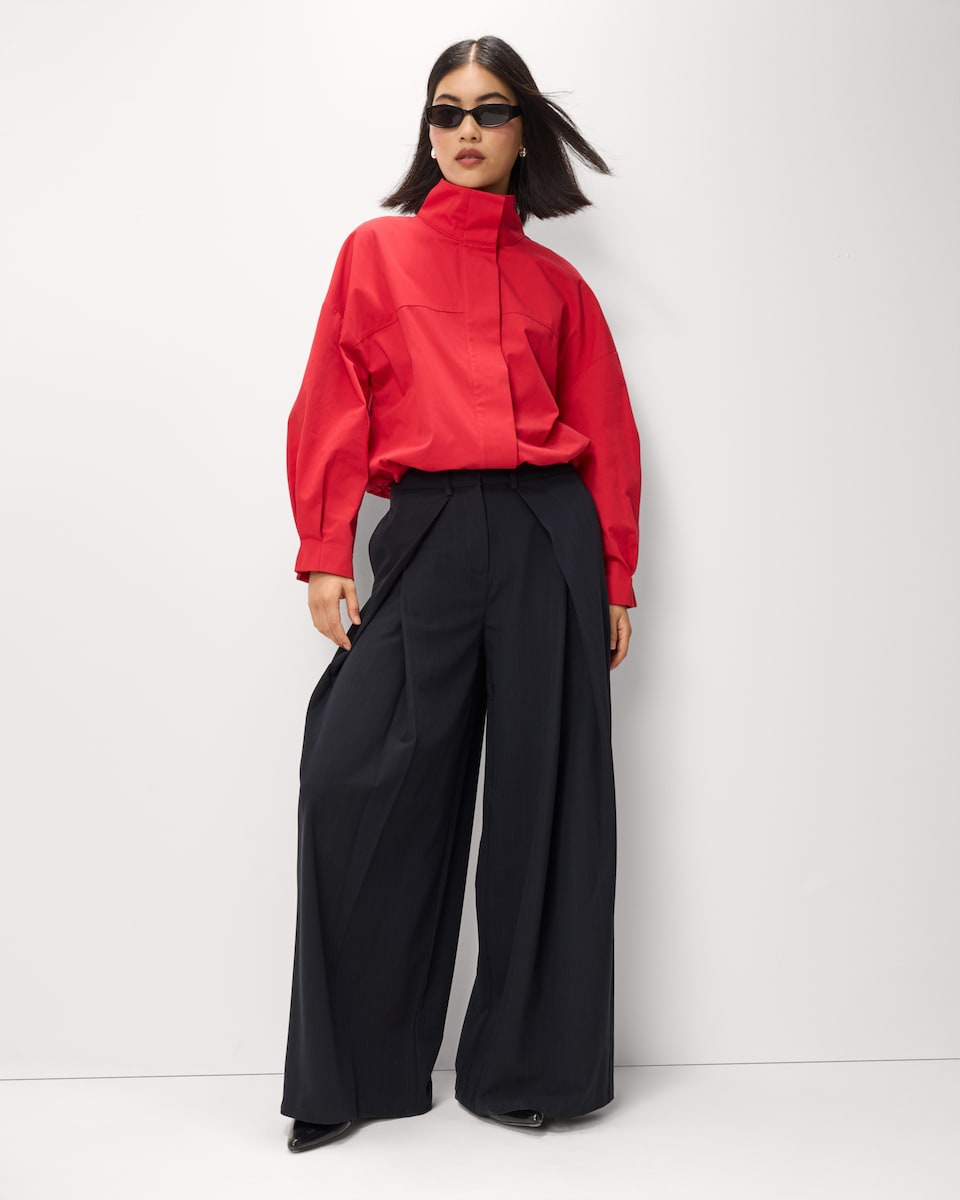 image 1 of F&F Pure Cotton Funnel Neck Track Jacket in Red
