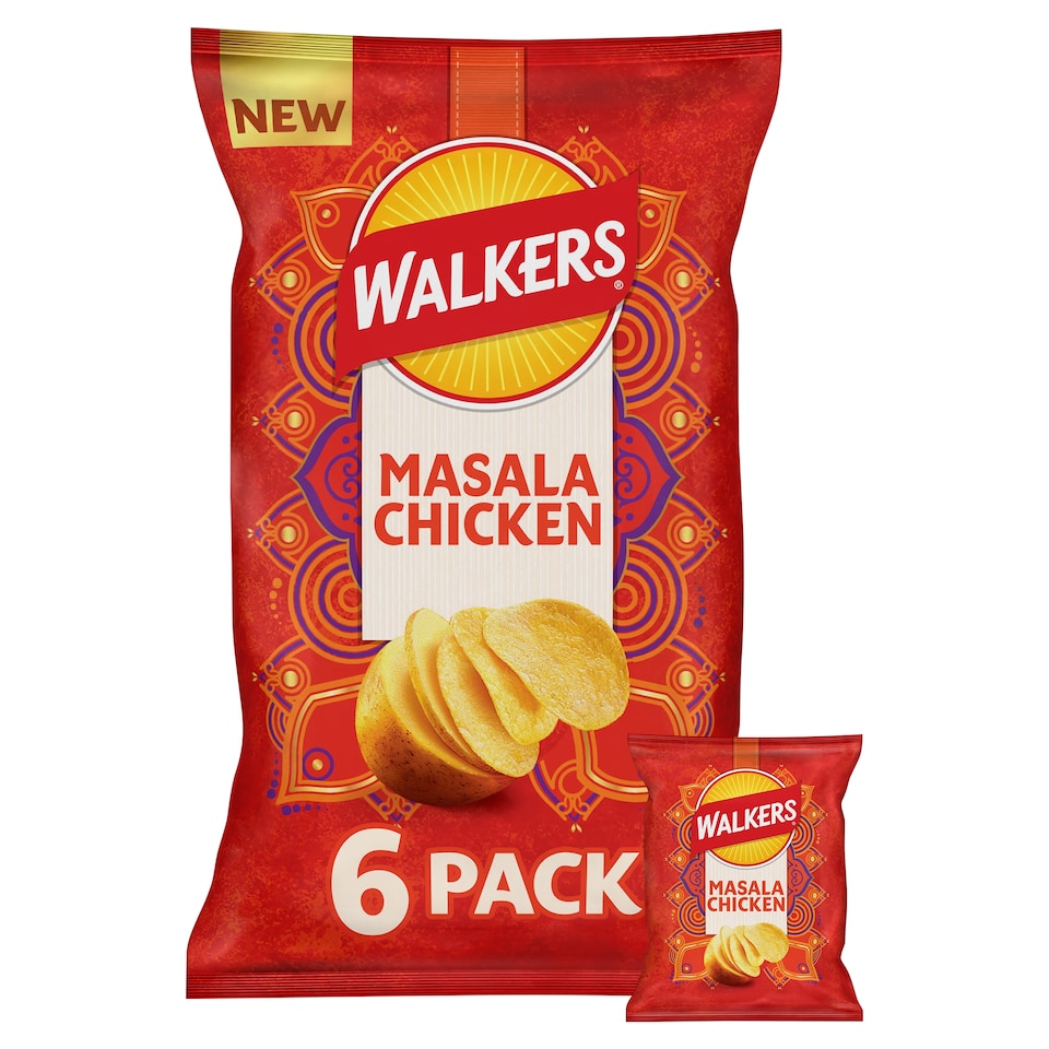 image 1 of Walkers Masala Chicken Multipack Crisps 6 x 25g