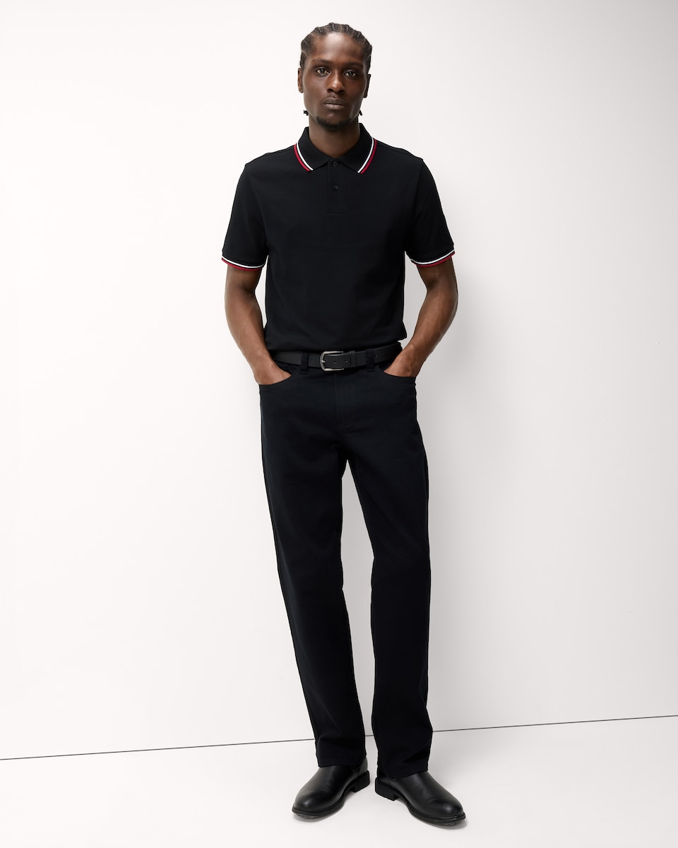 image 1 of F&F Cotton Rich Tipped Polo Shirt in Black
