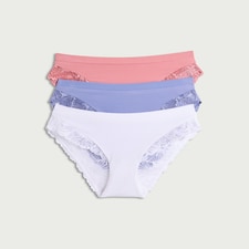 F&F 3-Pack Lace Trim High Leg Knickers in Multi