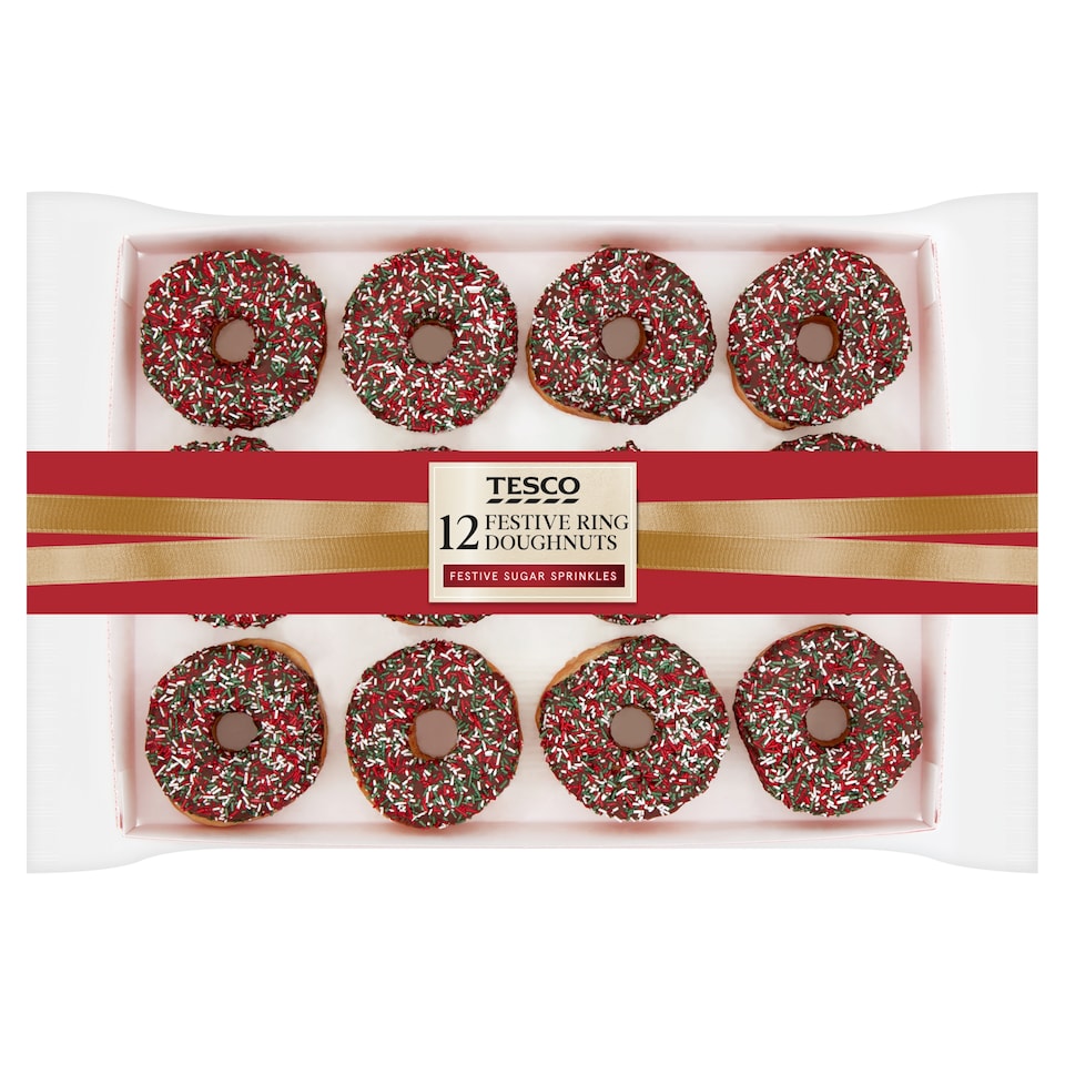 Tesco Festive Ring Doughnuts 12 Pack