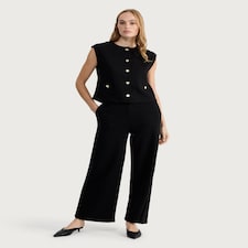 The F&F Edit Textured Wide Leg Co-ord Trousers in Black