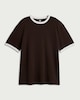 image 4 of F&F Pure Cotton Contrast Trim T-Shirt in Brown