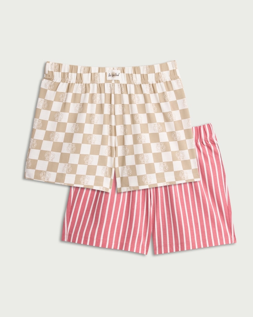 F&F 2-Pack Pure Cotton Printed Pyjama Shorts in Multi Pink