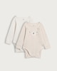 image 1 of F&F Baby 2-Pack Cotton Rich Bear Print Bodysuits in Natural