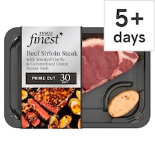Tesco Finest Sirloin Steak With Garlic & Onion Butter 220G