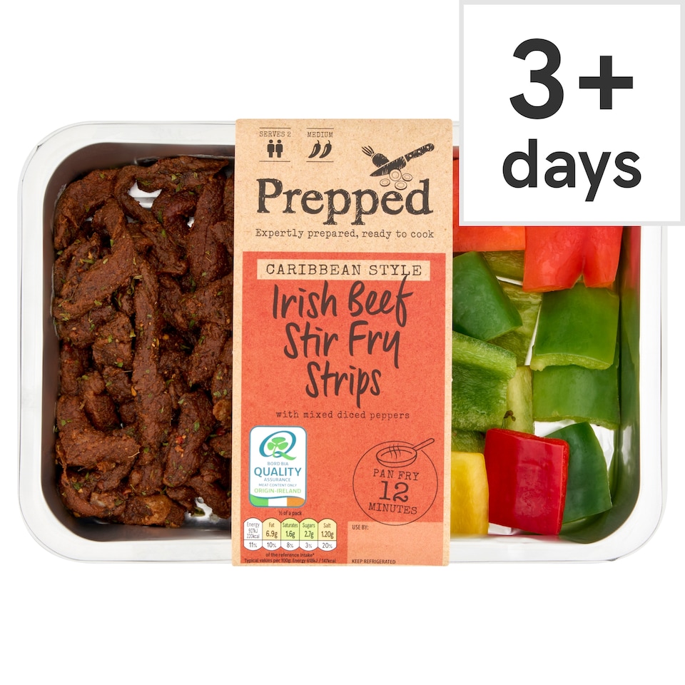 PREPPED Caribbean Style Irish Beef Stir Fry Strips 380g