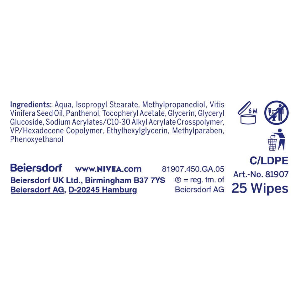 image 1 of Nivea Face Sensitive Wipes 25'S