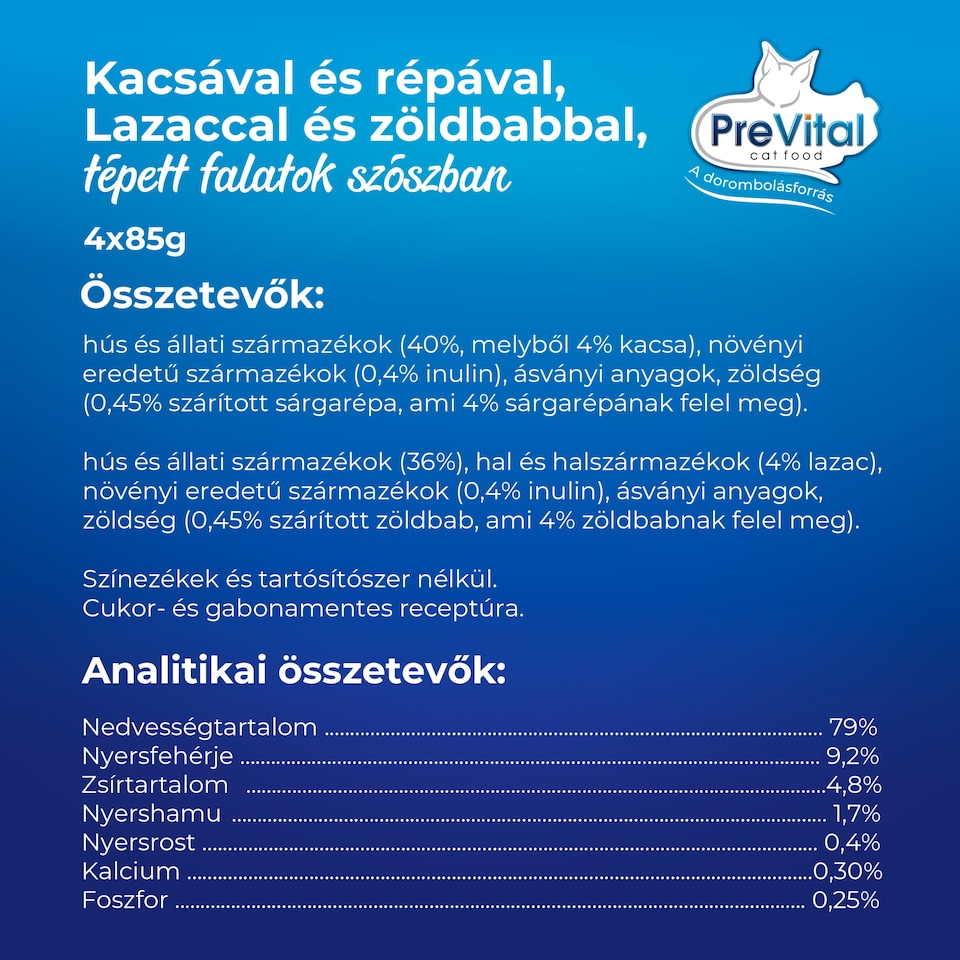 PreVital Fillet Duo nedves macskaeledel, macskatáp felnőtt macskáknak alutasakos 4 x 85 g  1. kép