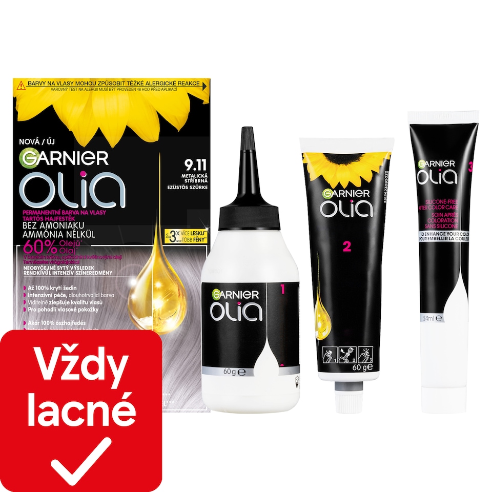 Garnier Olia permanentná farba na vlasy 9 .11 Metalická strieborná, 60 +60 +54 ml