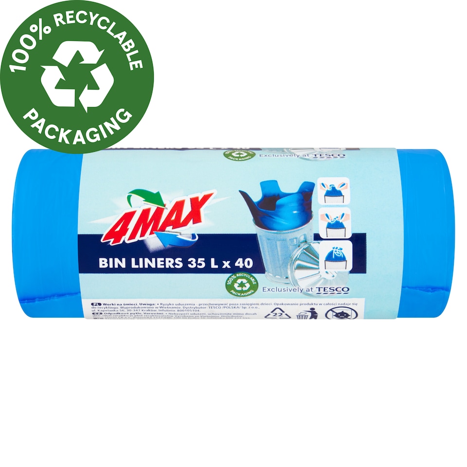 4MAX Bin Liners 35 l 40 pcs